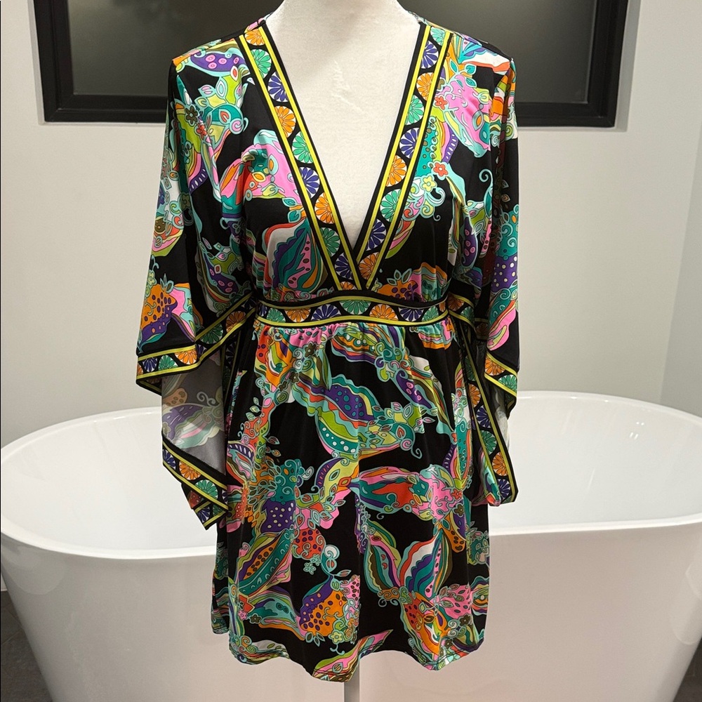 Trina Turk Vibrant Multicolor V-Neck Swim Coverup